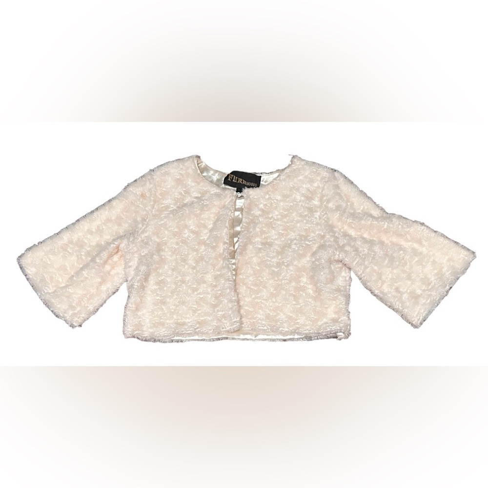 FURROCIOUS Satin Lined Fur Cardigan Cape In White